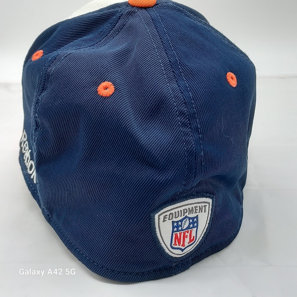 Denver Broncos Reebok NFL Equipment Stretch Fit Hat Navy White Orange Cap - Picture 4 of 4